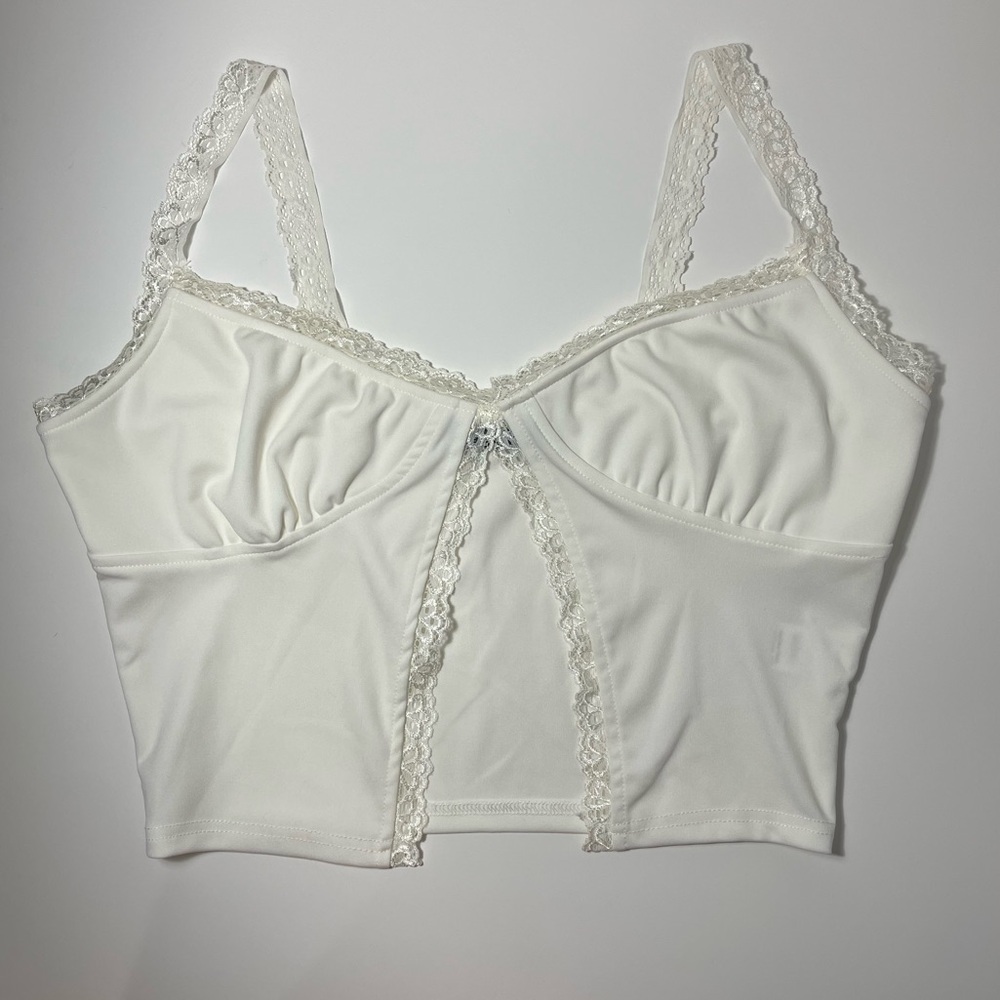 Lace Trim Split Front Cami Top